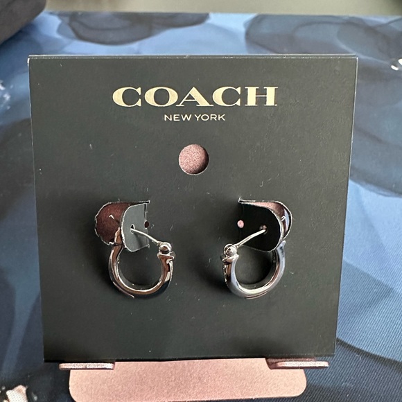 Coach Silver Hoop Earrings - Picture 1 of 3